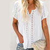 Hollow Out Blouse Short Sleeve Loose White Blouse  