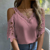 Off Shoulder Lace Blouse - EBOYGIFTS LLC women Attire Pink-XL Off Shoulder Lace Blouse