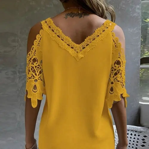 Off Shoulder Lace Blouse - EBOYGIFTS LLC women Attire  Off Shoulder Lace Blouse