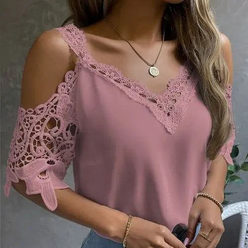 Off Shoulder Lace Blouse - EBOYGIFTS LLC women Attire  Off Shoulder Lace Blouse