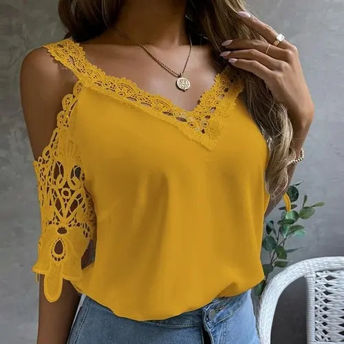 Off Shoulder Lace Blouse - EBOYGIFTS LLC women Attire  Off Shoulder Lace Blouse