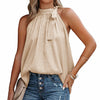 Halter Lacing Chiffon Blouses - EBOYGIFTS LLC Blouse Champagne-S Halter Lacing Chiffon Blouses