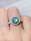 2 Carat Moissanite Emerald Green Ring - 925 Sterling Silver