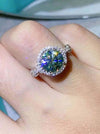 2 Carat Moissanite Emerald Green Ring - 925 Sterling Silver