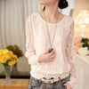 Women Long Sleeve Chiffon Lace Blouse Spring Autumn Elegant New Tops - EBOYGIFTS LLC women Attire 511-WHITE-L Women Long Sleeve Chiffon Lace Blouse Spring Autumn Elegant New Tops