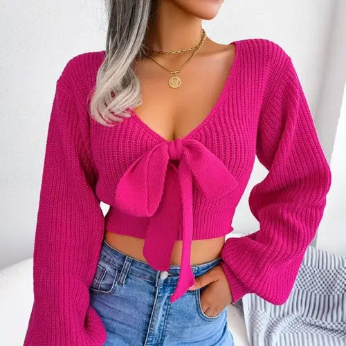 Bow Knit Pullovers Sweater  