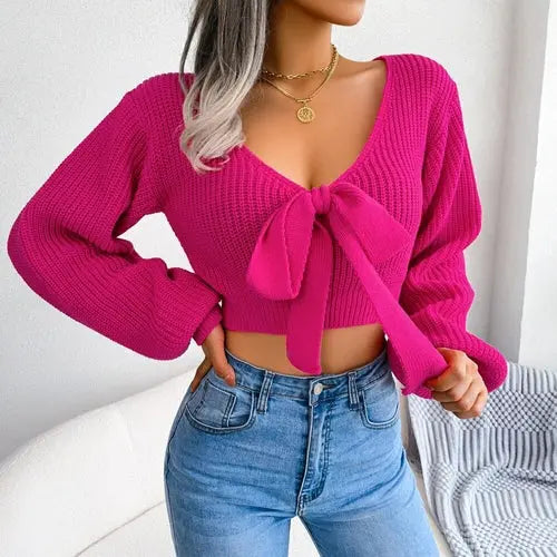 Bow Knit Pullovers Sweater  