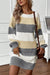 Color Block Boat Neck Long Sleeve Sweater Dress  