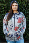 Blumin Apparel Full Size Floral Zip Up Hoodie  