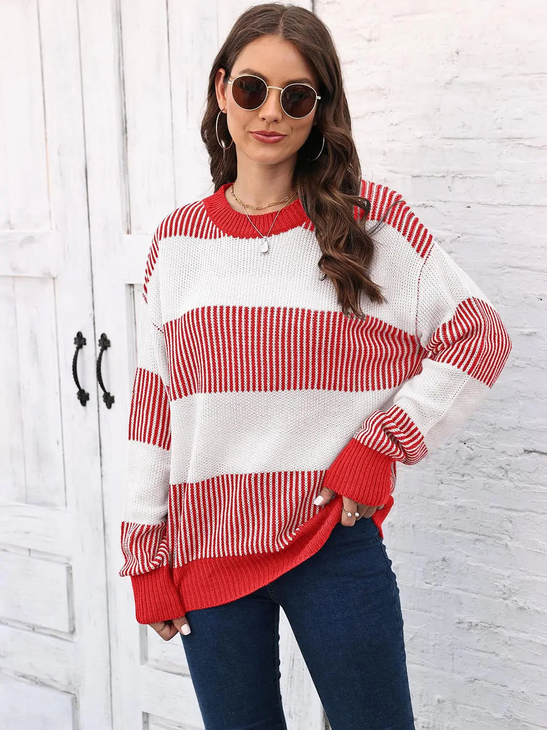 Full Size Round Neck Drop Shoulder Sweater  