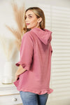 Ninexis Full Size Raglan Sleeve Ruffled Hoodie with Pocket  