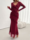 Devine Ruffled Surplice Long Sleeve Maxi Dress  