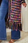 Angel Wings Full Size Multicolored Open Front Fringe Hem Cardigan  