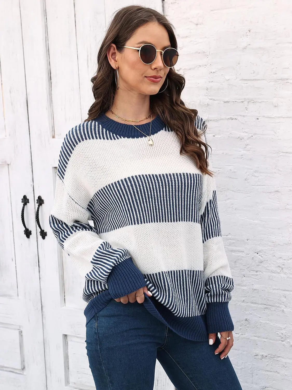 Full Size Round Neck Drop Shoulder Sweater  