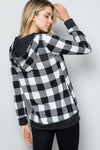 Celeste Full Size Contrast Plaid Long Sleeve Hoodie  