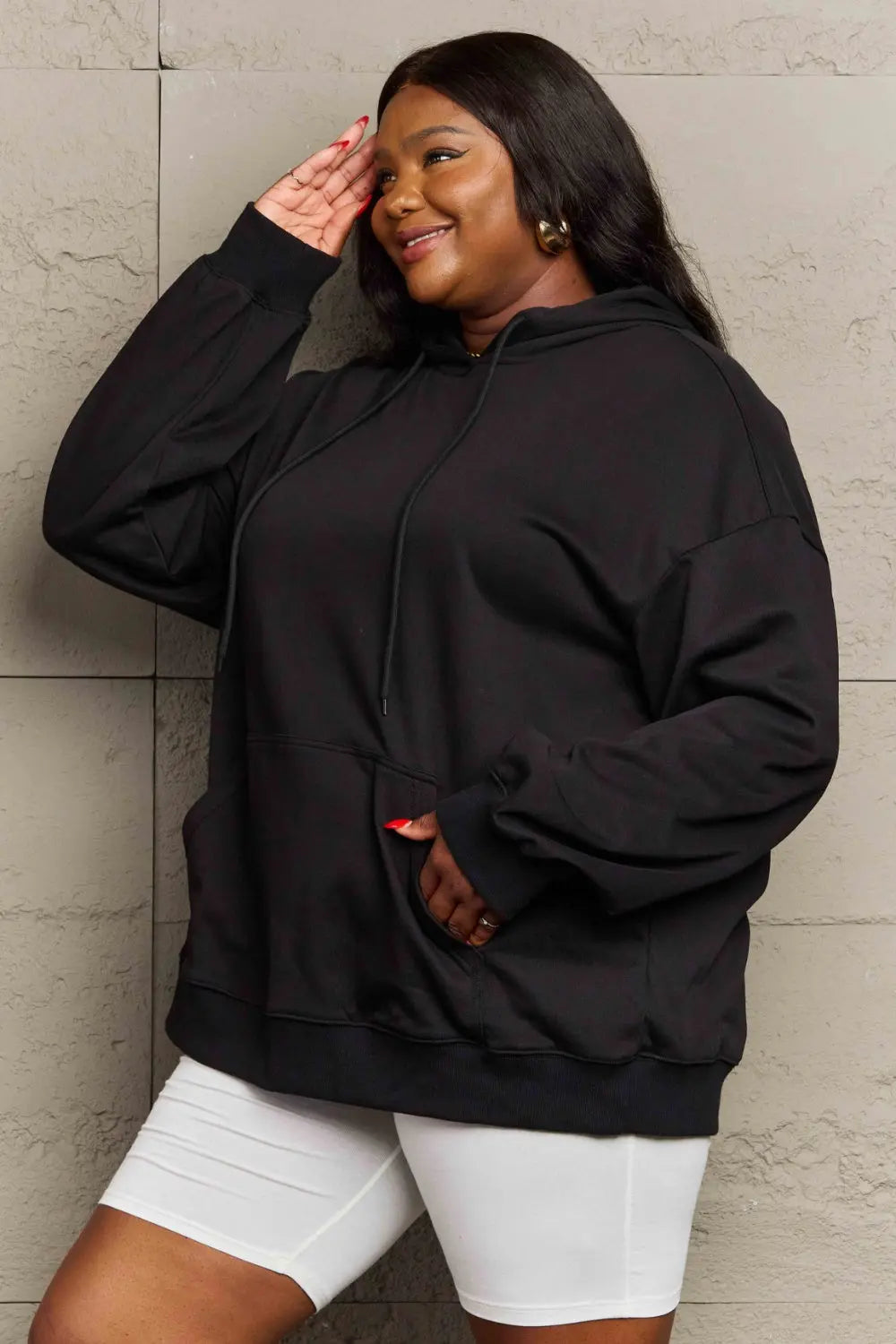 Full Size Drawstring Long Sleeve Hoodie  