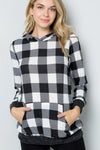 Celeste Full Size Contrast Plaid Long Sleeve Hoodie  