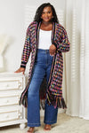 Angel Wings Full Size Multicolored Open Front Fringe Hem Cardigan  