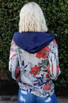 Blumin Apparel Full Size Floral Zip Up Hoodie  