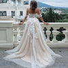 LORIE Champagne Boho Wedding Dress 2020 Lace Appliques Tulle Backless