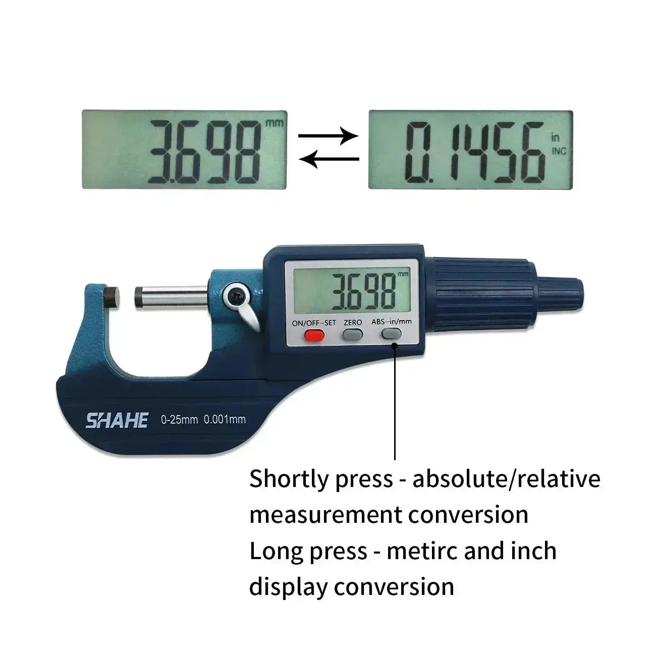 0.001 mm Electronic Outside Micrometer 0-25 mm With Extra Large LCD Screen Digital Micrometer Electronic Digital Caliper Gauge Shahe Official Store  EBOYGIFTS