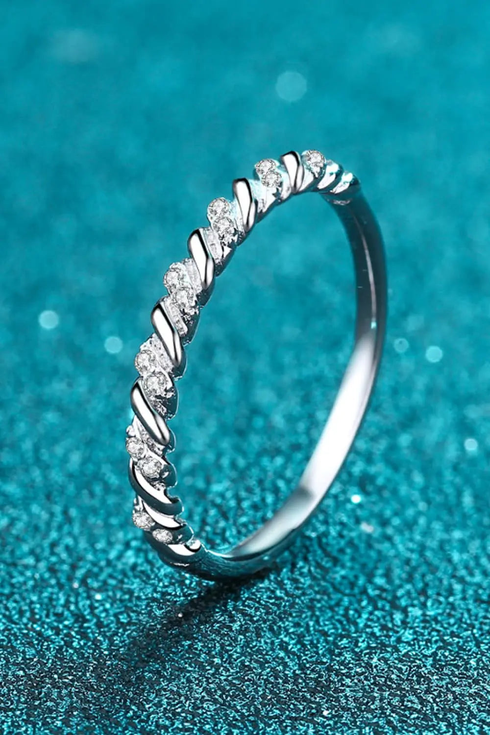 Moissanite Rhodium-Plated Half-Eternity Ring  