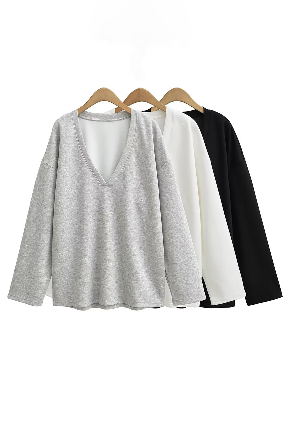 Basic Bae V-Neck Dropped Shoulder Long Sleeve Sweatshirt with Bra  