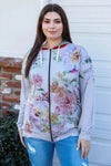 Blumin Apparel Full Size Floral Zip Up Hoodie  