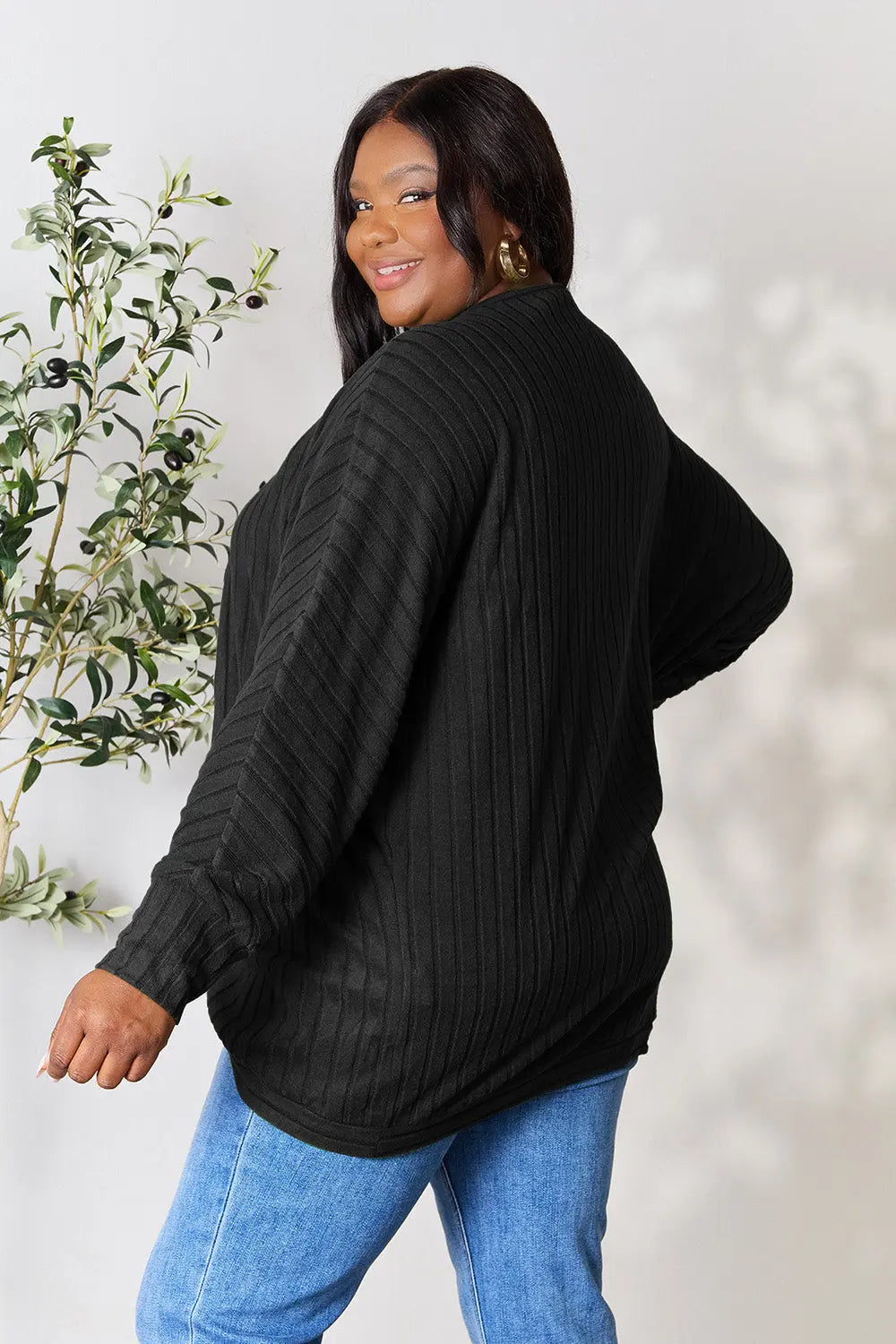 Basic Bae Full Size Ribbed Cocoon Cardigan  