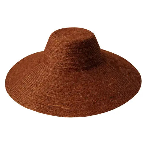 RIRI Jute Handwoven Straw Hat In Burnt Sienna  