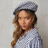 SIMONE Gingham Beret Hat In Black  