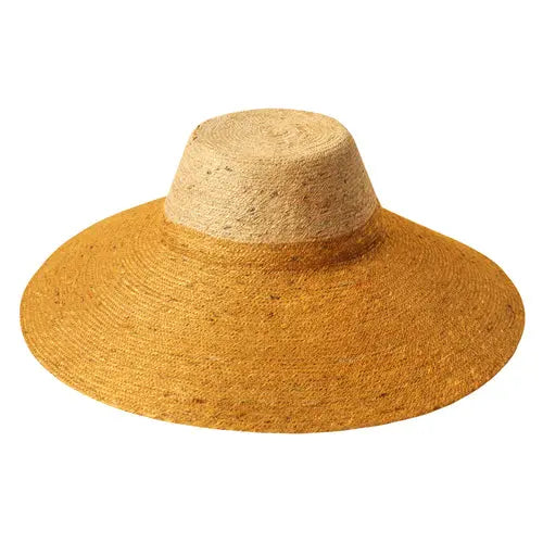 RIRI DUO Jute Straw Hat, in Nude & Golden Yellow  