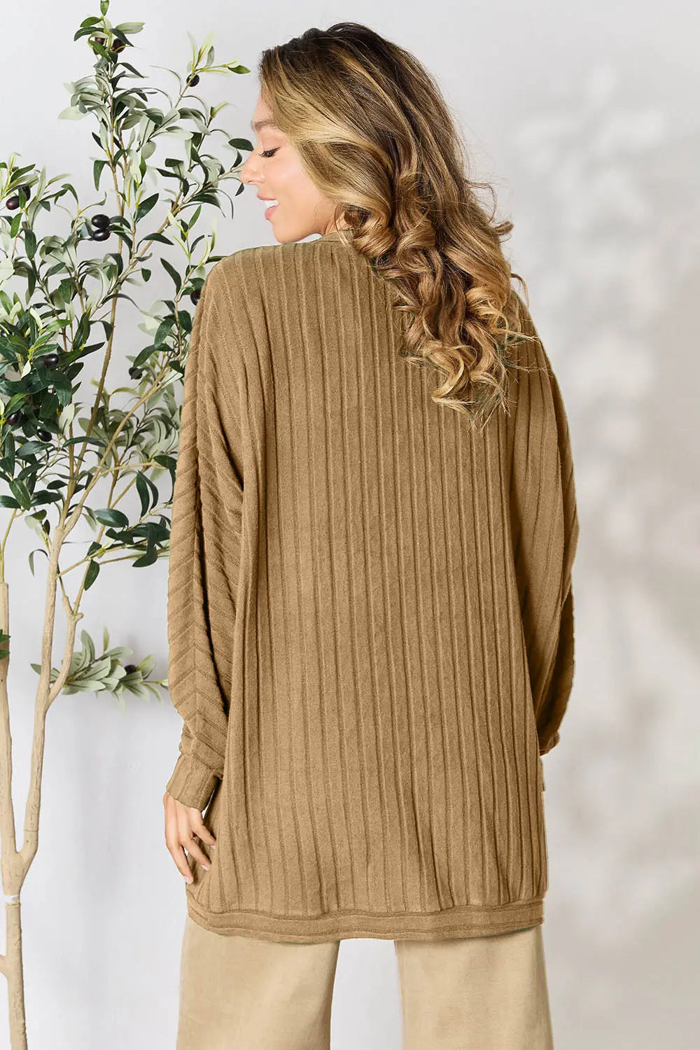 Basic Bae Full Size Ribbed Cocoon Cardigan  