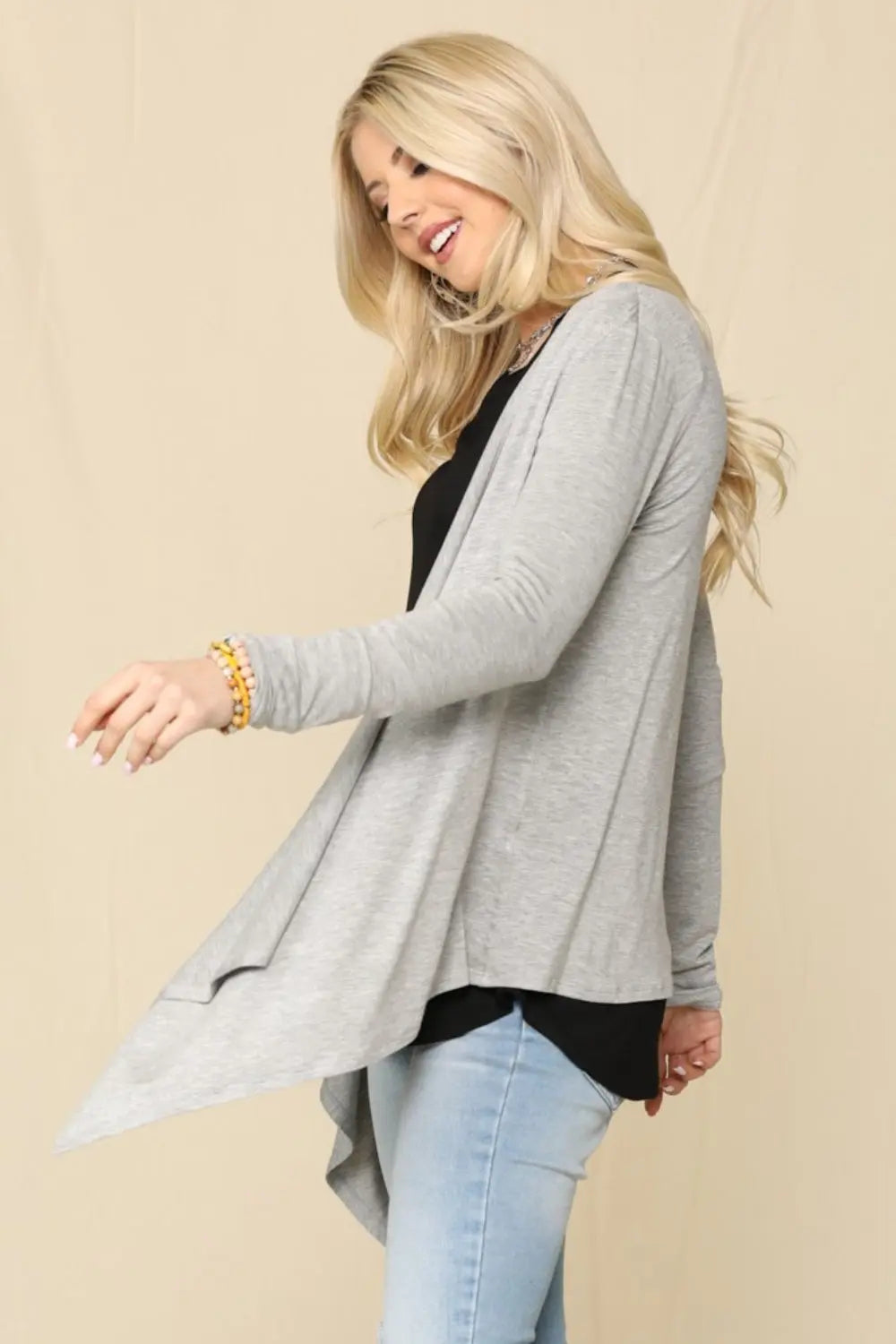 Celeste Full Size Open Front Knit Cardigan  