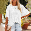 Loose Lace Half Sleeve O-neck Shirts Top  