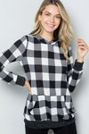 Celeste Full Size Contrast Plaid Long Sleeve Hoodie  