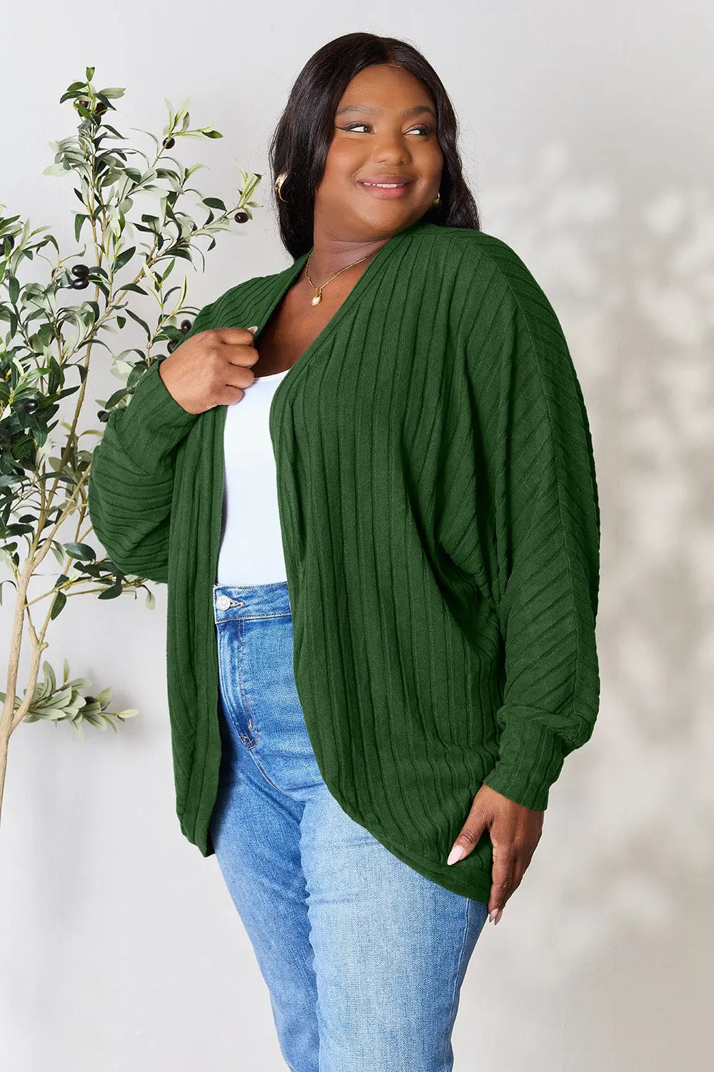 Basic Bae Full Size Ribbed Cocoon Cardigan  