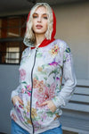 Blumin Apparel Full Size Floral Zip Up Hoodie  