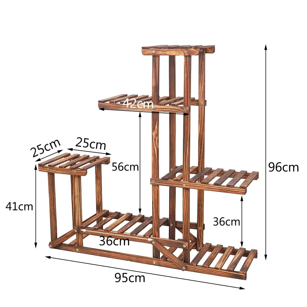 echo-friendly 6 Tier Indoor Wood Plant Stand