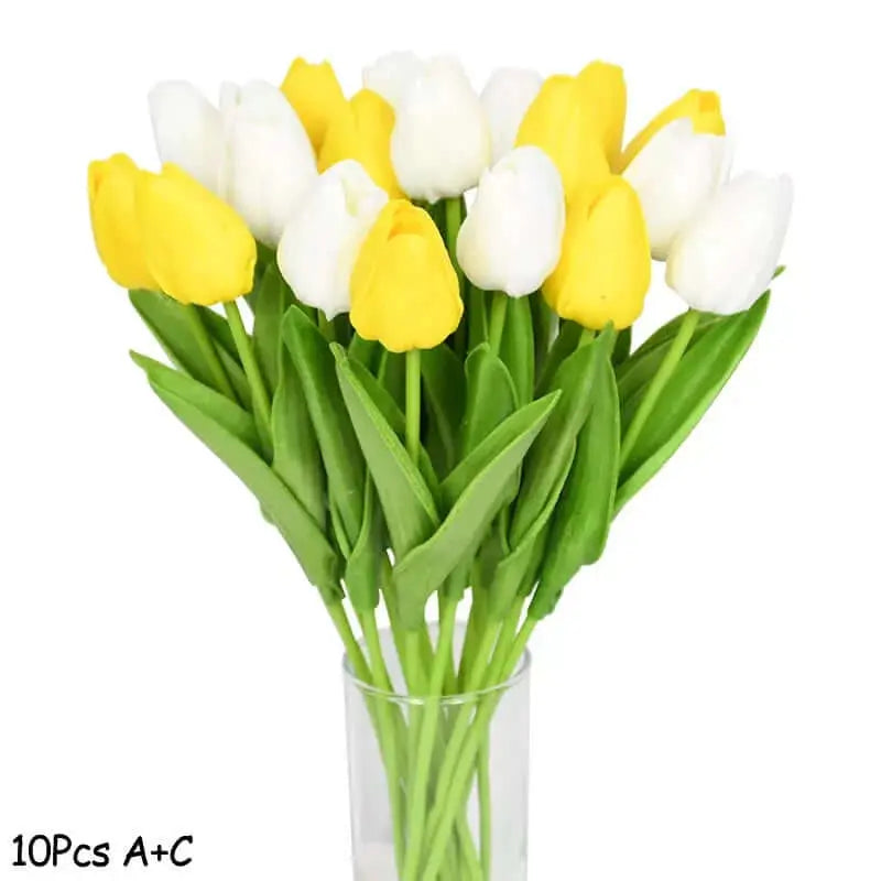 Artificial Tulip Flower Bouquet Stems, 10 Pieces