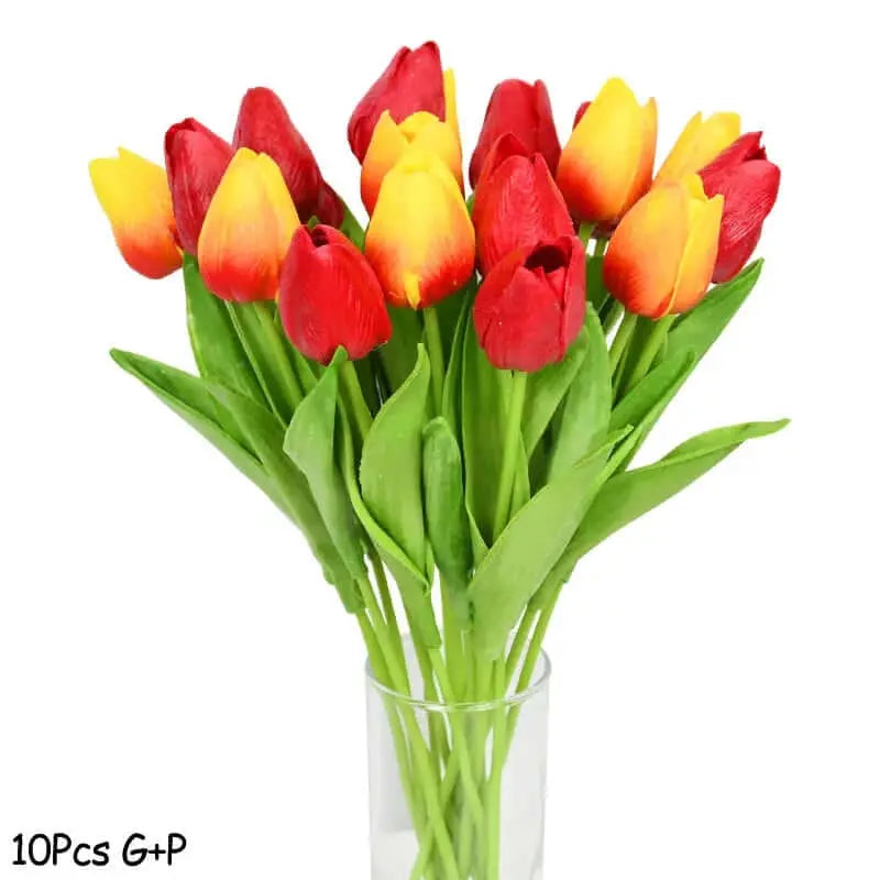 Artificial Tulip Flower Bouquet Stems, 10 Pieces