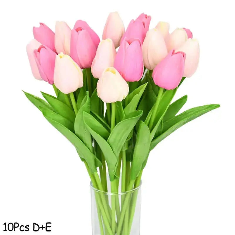 Artificial Tulip Flower Bouquet Stems, 10 Pieces