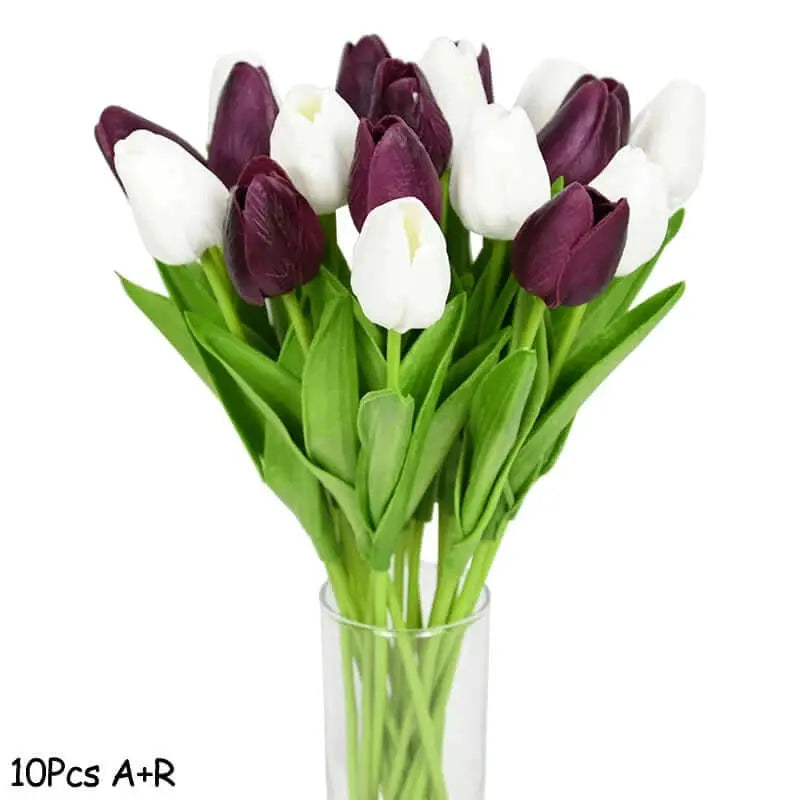 Artificial Tulip Flower Bouquet Stems, 10 Pieces