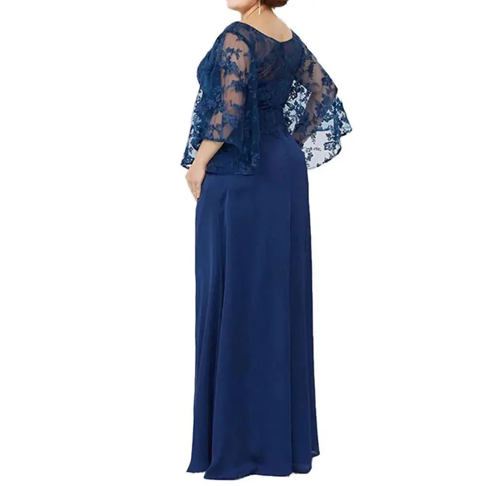 Long Sleeve Lace Top Plus Size Mother of the Bride Dress Floor Length