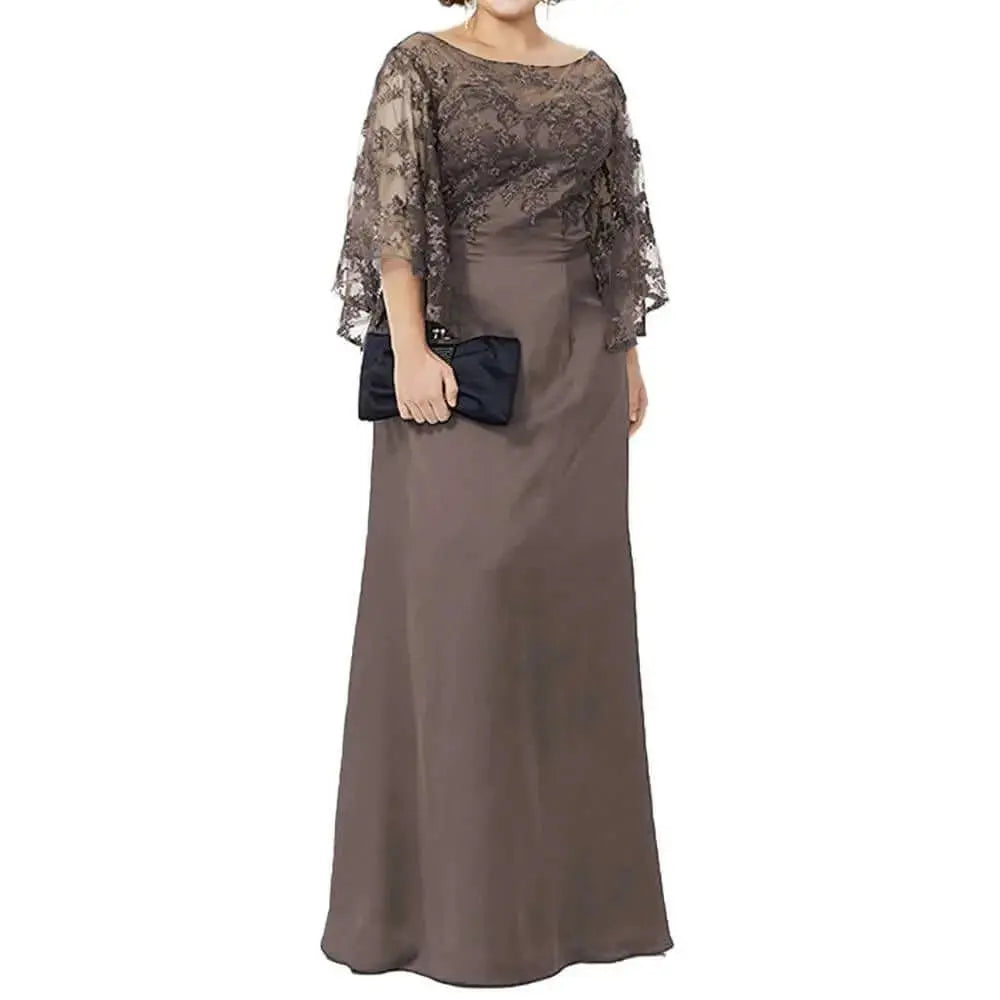 Long Sleeve Lace Top Plus Size Mother of the Bride Dress Floor Length