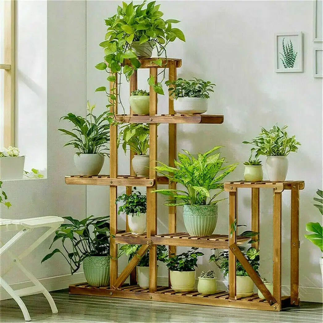 echo-friendly 6 Tier Indoor Wood Plant Stand