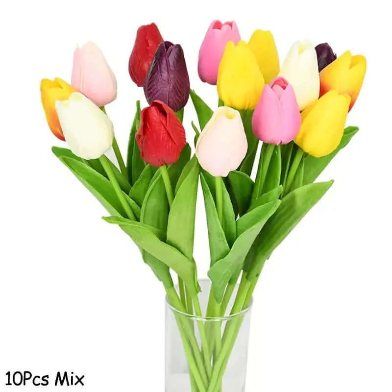 Artificial Tulip Flower Bouquet Stems, 10 Pieces