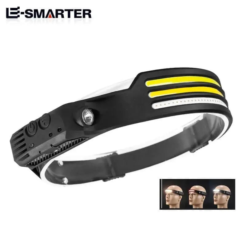 Eco=friendly Induction Headlamp COB LED Sensor Head Lamp Built-in Battery Flashlight USB Rechargeable Head Torch 5 Lighting Modes Headlight