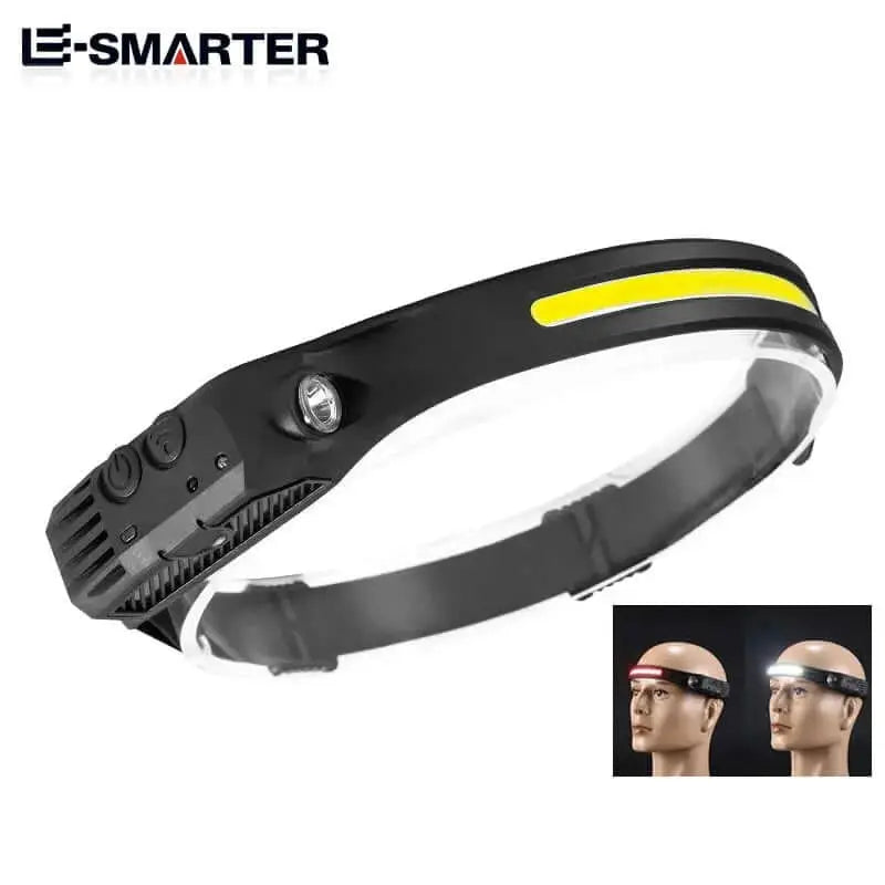 Eco=friendly Induction Headlamp COB LED Sensor Head Lamp Built-in Battery Flashlight USB Rechargeable Head Torch 5 Lighting Modes Headlight