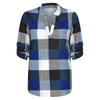 Plus Size Women Autumn Plaid Check V Neck Blouse Shirt